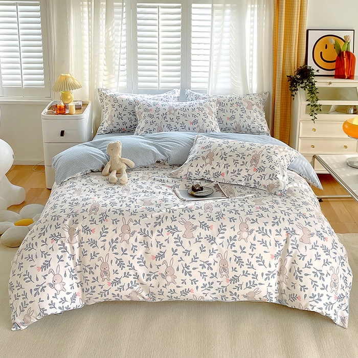 91家纺网 家纺一手货源 找家纺 美宜家 2025新款植物羊绒加厚斜纹磨毛单被套 萌萌兔