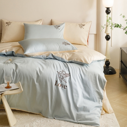 91家纺网 家纺一手货源 找家纺 （总）首尔家纺 2024新款全棉精梳棉纯棉刺绣四件套--爱神系列