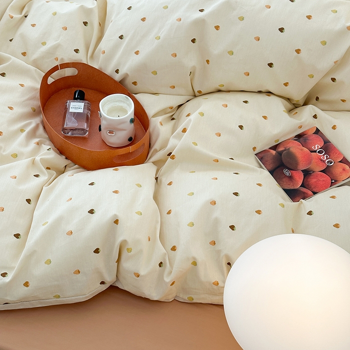 91家纺网 家纺一手货源 找家纺 昔可家纺 2024新款创意枕套全棉波点印花四件套 草莓拿铁