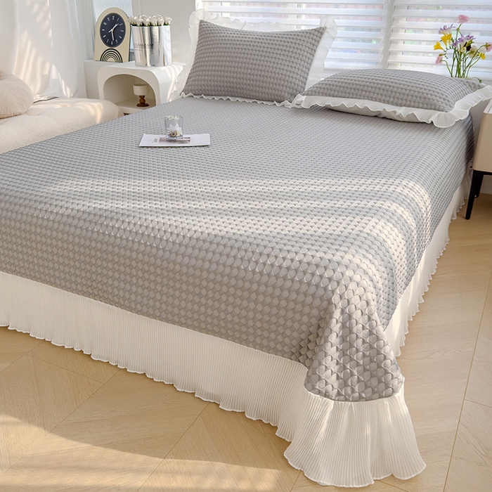 91家纺网 家纺一手货源 找家纺 （总）冬然家纺 2024新款素色花边系列冰豆豆凉席 