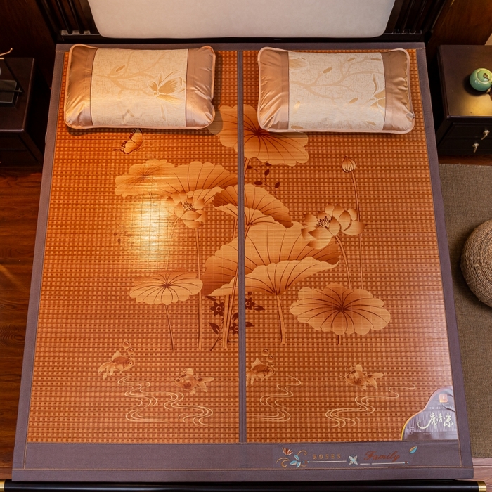 91家纺网 家纺一手货源 找家纺 （总）新月家纺（锦威郎） 2024新款年年有余竹青冰丝凉席