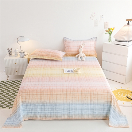 金泰莱 2025新款印花竹纤维凉席三件套软凉席竹席盖毯子 晴天-桔