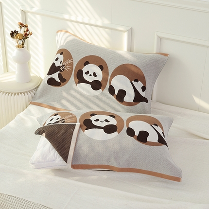 91家纺网 家纺一手货源 找家纺 朴尔毛巾被2024年新品全棉细纱编织纹AB版透气枕巾 花萌萌-咖52*78cm