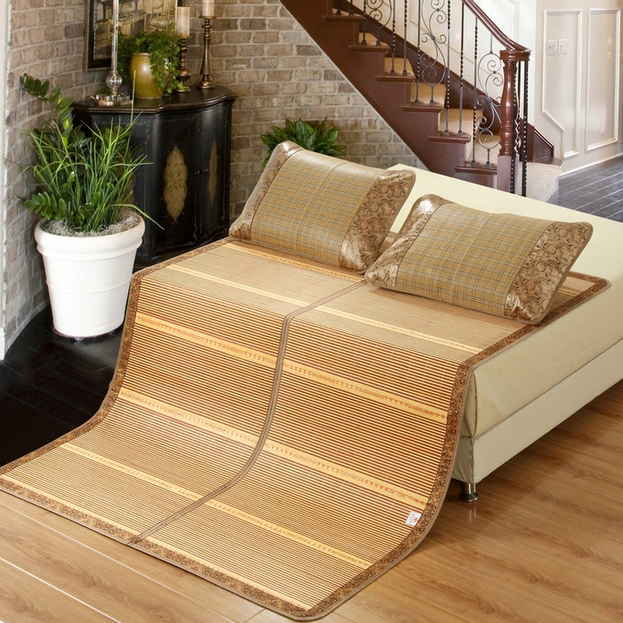 91家纺网 家纺一手货源 找家纺 新月家纺（锦威郎） 2024新款夏季竹席冰藤折叠双面席子 黄金海岸1