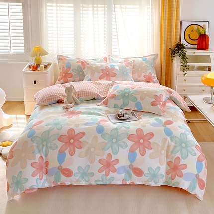 美宜家 2025新款植物羊绒加厚斜纹磨毛单被套 花束之美