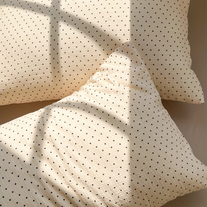 91家纺网 家纺一手货源 找家纺 洋铭区（原狠狠爱）  2024新款皱皱纱四件套 黑白波点