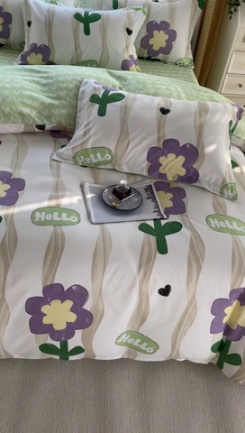 91家纺网 家纺一手货源 找家纺 美宜家 2025新款植物羊绒加厚斜纹磨毛单被套 春意阑珊