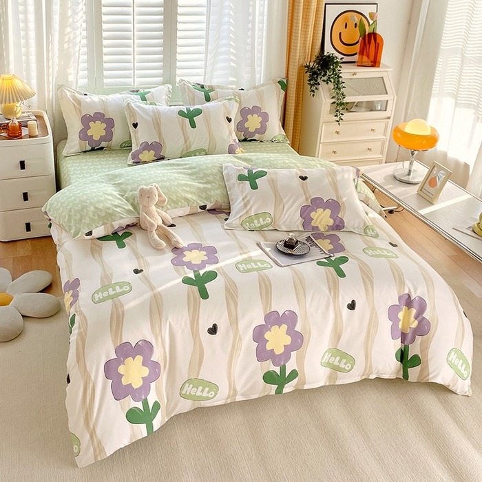 91家纺网 家纺一手货源 找家纺 美宜家 2025新款植物羊绒加厚斜纹磨毛单被套 春意阑珊