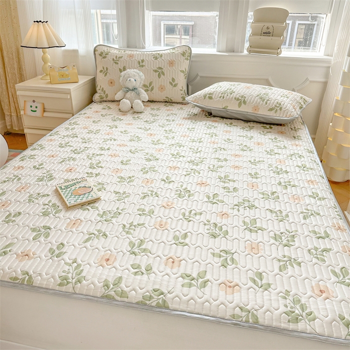 91家纺网 家纺一手货源 找家纺 慕尚家纺 2025新款凉感丝印花乳胶凉席 仙草