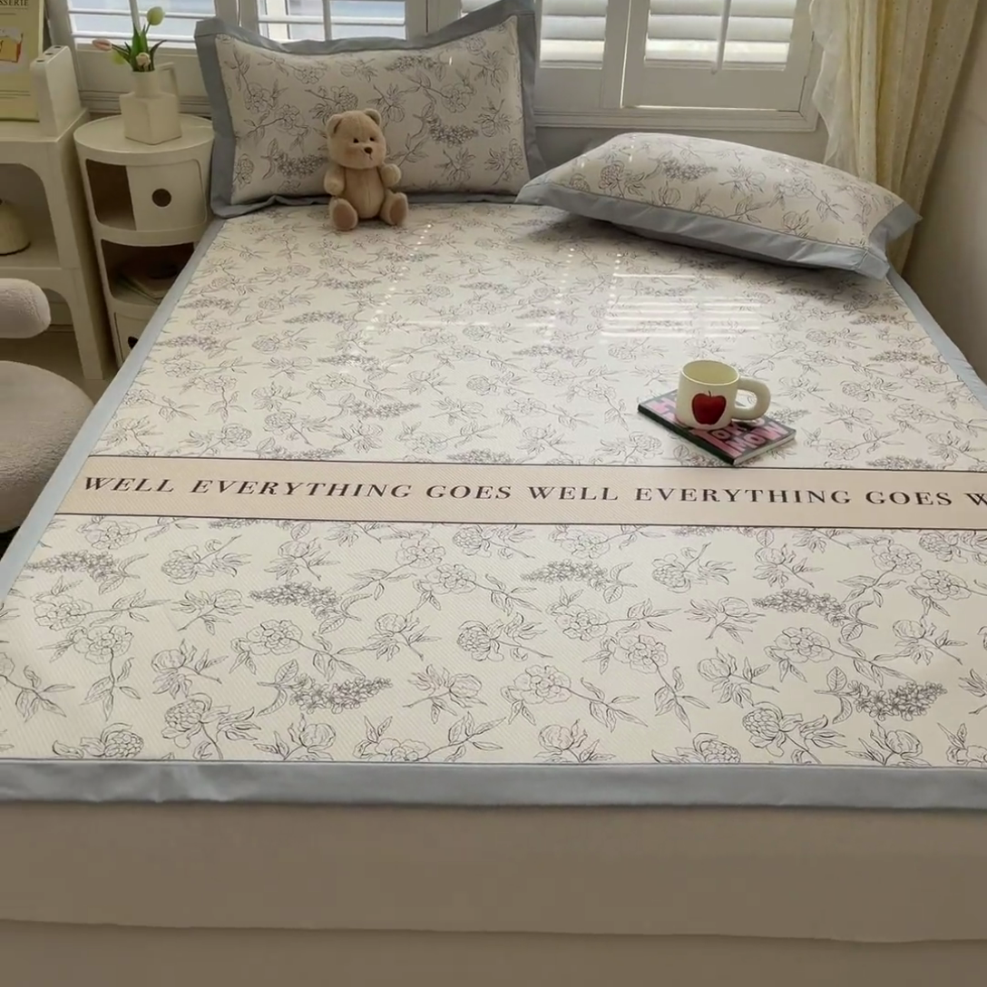 91家纺网 家纺一手货源 找家纺 星座-2025大斜纹复合冰丝凉席 午后茶花