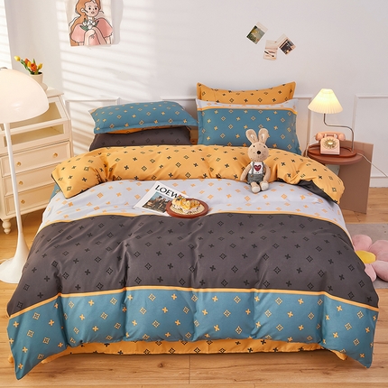 91家纺网 家纺一手货源 找家纺 美宜家 2025新款140克小清新磨毛印花学生四件套 诺曼蒂