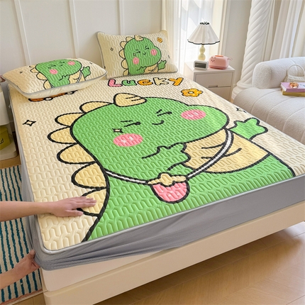 91家纺网 家纺一手货源 找家纺 （总）湘之帛 2024直播新款加厚印花凉感丝乳胶凉席床笠款三件套