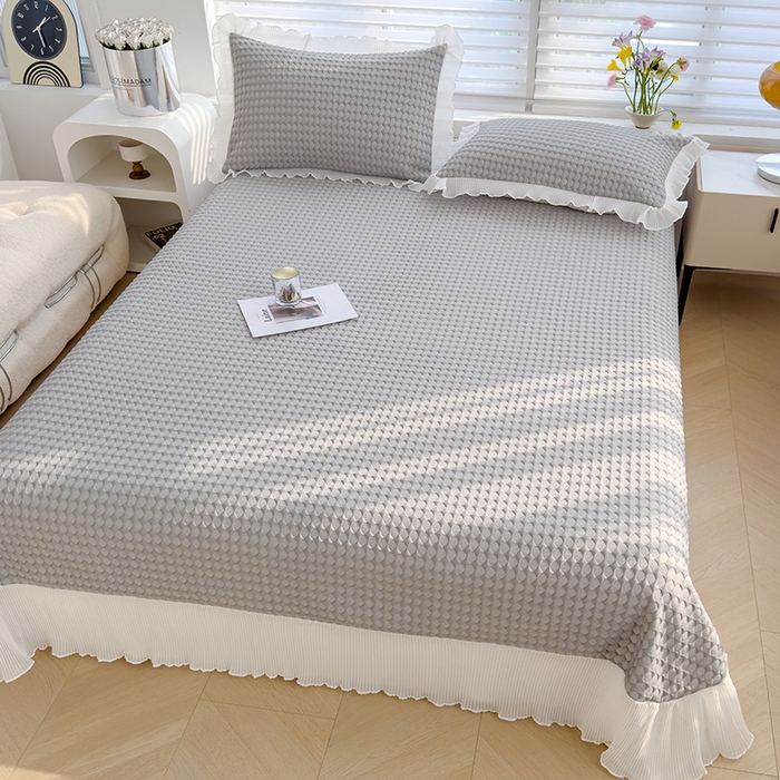 91家纺网 家纺一手货源 找家纺 （总）冬然家纺 2024新款素色花边系列冰豆豆凉席 