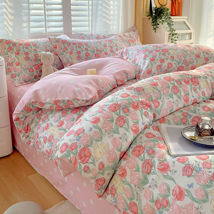 91家纺网 家纺一手货源 找家纺 美宜家 2025新款植物羊绒加厚斜纹磨毛单被套 甜蜜兔