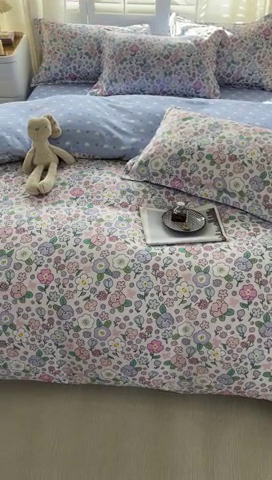 91家纺网 家纺一手货源 找家纺 美宜家  2025新款植物羊绒加厚斜纹磨毛单被套四件套 紫菀