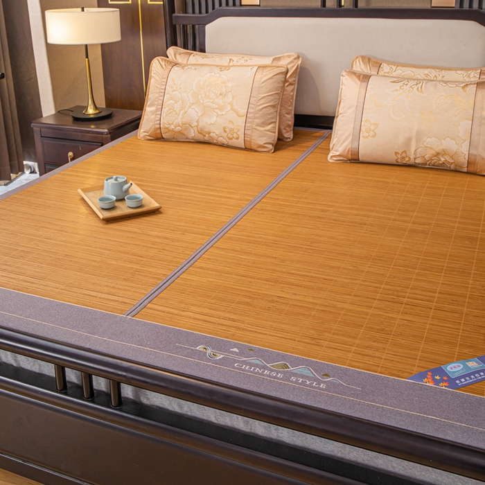 91家纺网 家纺一手货源 找家纺 新月家纺（锦威郎） 2024新款夏季竹席冰藤折叠双面席子 冰玉养生席