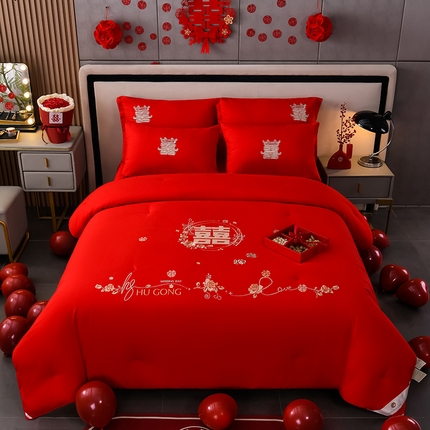 91家纺网 家纺一手货源 找家纺 （总）美伦美 2024新款全棉婚庆刺绣手工订花被芯冬被春秋冬被夏被 《专版》