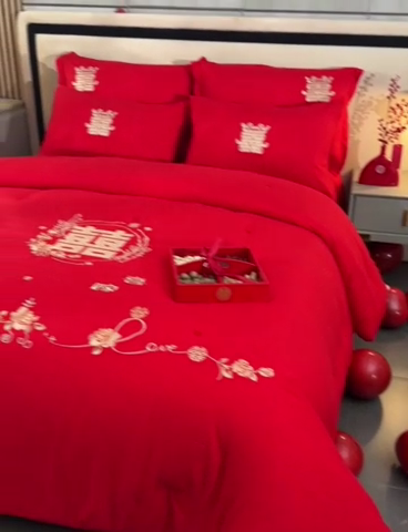 91家纺网 家纺一手货源 找家纺 美伦美 2024新款全棉婚庆刺绣手工订花被芯冬被春秋冬被夏被 喜嫁