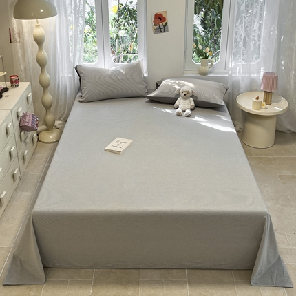 91家纺网 家纺一手货源 找家纺 （总）蓝邻 2024新款全棉无印风全棉色织水洗棉单品床单