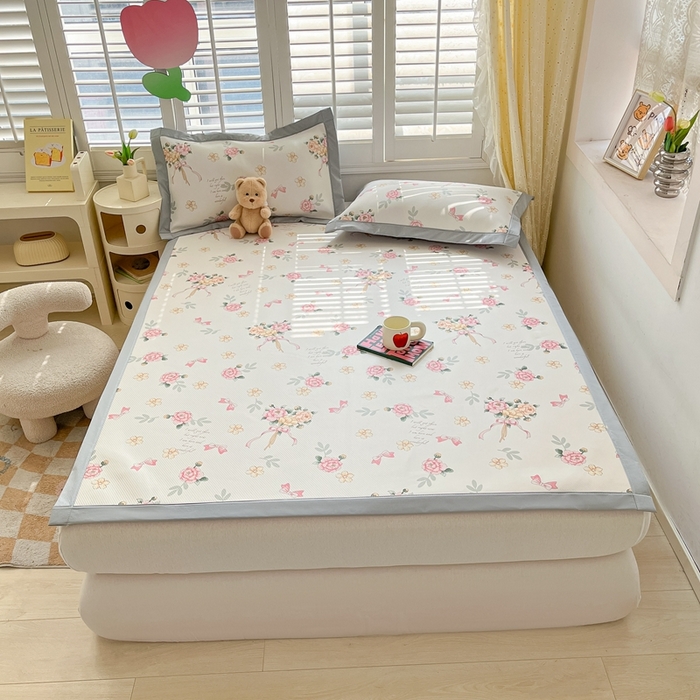 91家纺网 家纺一手货源 找家纺 星座-2025大斜纹复合冰丝凉席 拈花湾粉