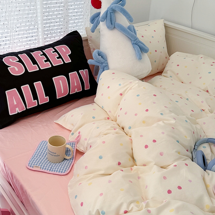 91家纺网 家纺一手货源 找家纺 （总）昔可家纺 2024新款创意枕套全棉波点印花四件套