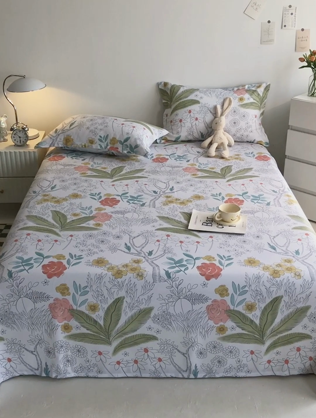 91家纺网 家纺一手货源 找家纺 金泰莱 2025新款印花竹纤维凉席三件套软凉席竹席盖毯子 浅香-绿