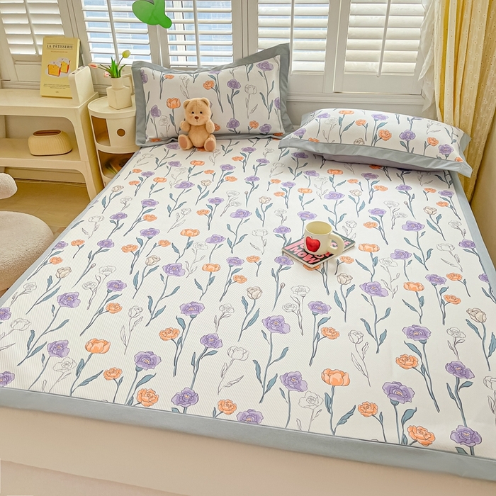 91家纺网 家纺一手货源 找家纺 星座-2025大斜纹复合冰丝凉席 恋恋花语