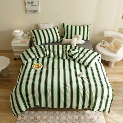 91家纺网 家纺一手货源 找家纺 （总）网客家纺 2024新款全棉条纹印花四件套