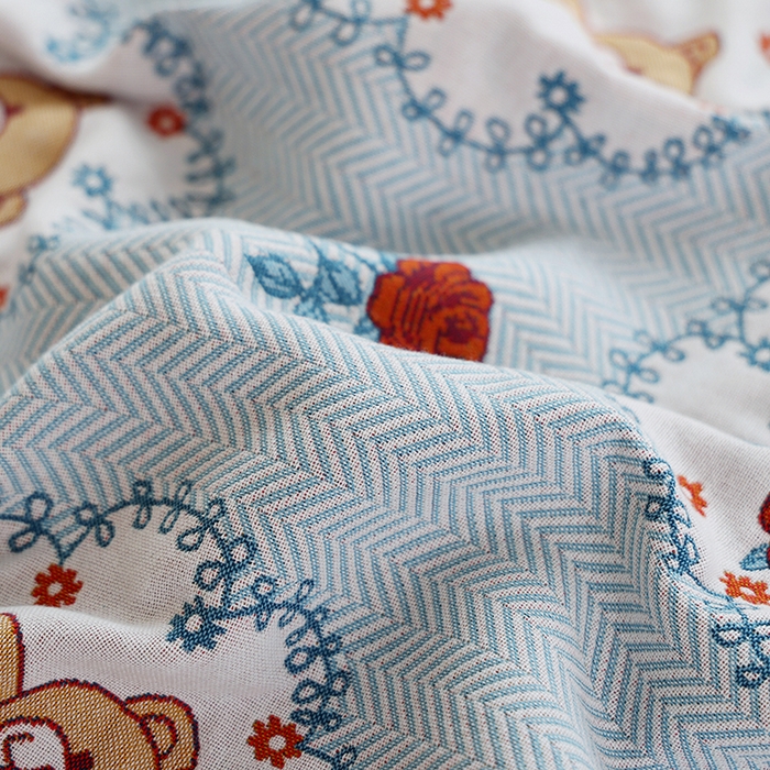 91家纺网 家纺一手货源 找家纺 朴尔毛巾被2024年新品全棉细纱编织纹AB版透气枕巾 玫瑰熊熊52*78cm