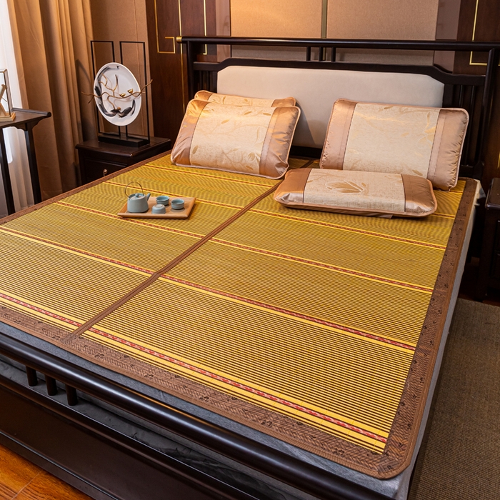 91家纺网 家纺一手货源 找家纺 新月家纺（锦威郎） 2024新款夏季竹席冰藤折叠双面席子 黄金海岸3