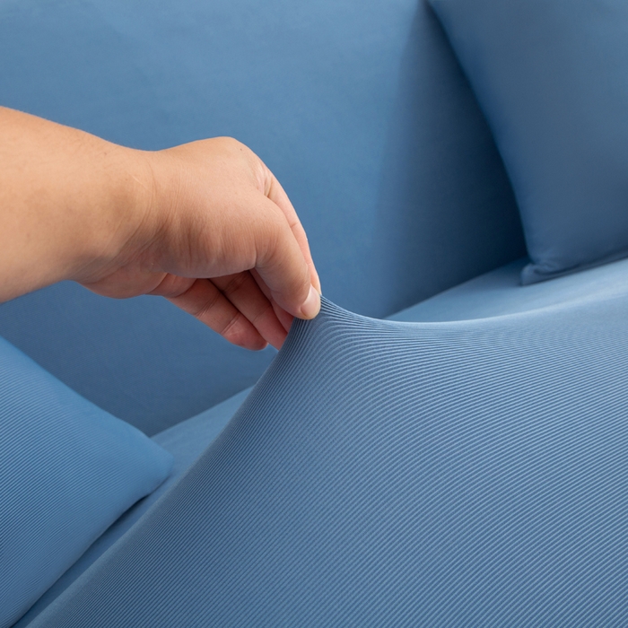 91家纺网 家纺一手货源 找家纺 兴妮雅家纺 2024新款凉感丝沙发套 凉感丝雾蓝