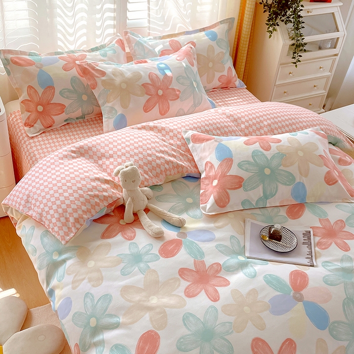 91家纺网 家纺一手货源 找家纺 美宜家 2025新款植物羊绒加厚斜纹磨毛单被套 花束之美