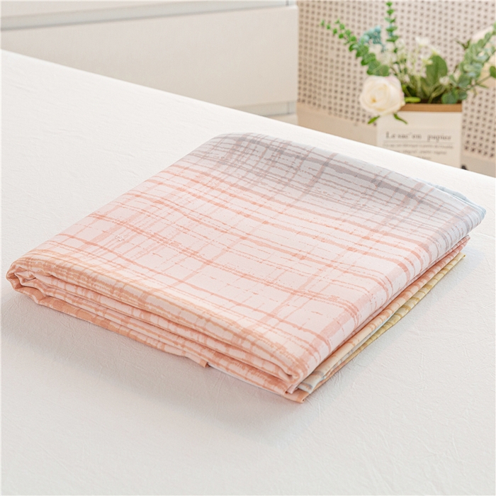 91家纺网 家纺一手货源 找家纺 金泰莱 2025新款印花竹纤维凉席三件套软凉席竹席盖毯子 晴天-桔