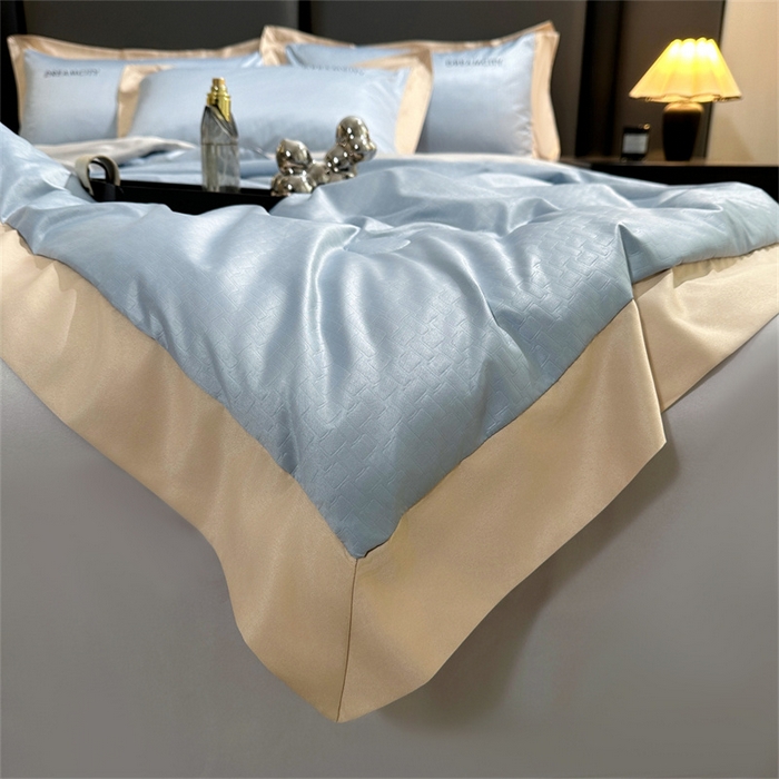 91家纺网 家纺一手货源 找家纺 古吉梦 2024新款水洗真丝提花夏被--迪梦 海青+山灰