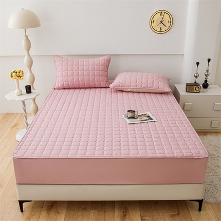 91家纺网 家纺一手货源 找家纺 恒尚居 2024新款水洗棉大豆夹棉床笠 豆沙色