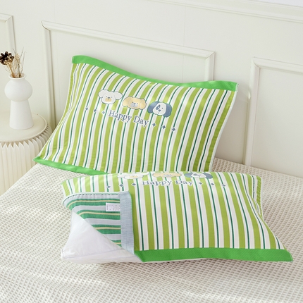 91家纺网 家纺一手货源 找家纺 朴尔毛巾被2024年全棉加厚八层纱布大版花枕巾 条纹狗狗52*78cm