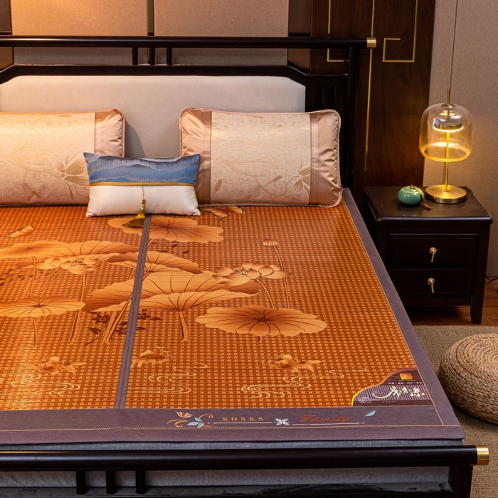 91家纺网 家纺一手货源 找家纺 （总）新月家纺（锦威郎） 2024新款年年有余竹青冰丝凉席