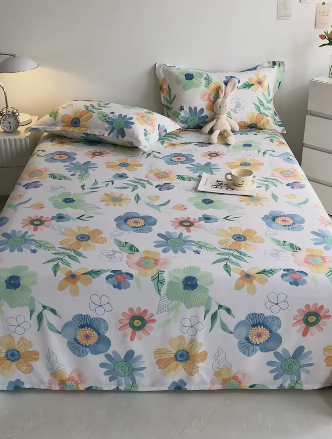 91家纺网 家纺一手货源 找家纺 金泰莱 2025新款印花竹纤维凉席三件套软凉席竹席盖毯子 青鸢