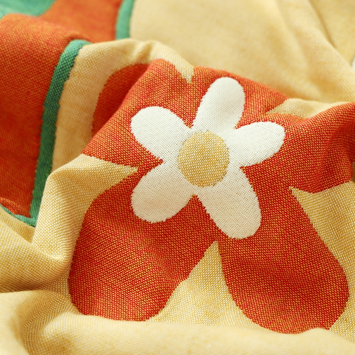 91家纺网 家纺一手货源 找家纺 朴尔毛巾被2024年全棉加厚八层纱布大版花枕巾 甜蜜绽放52*78cm