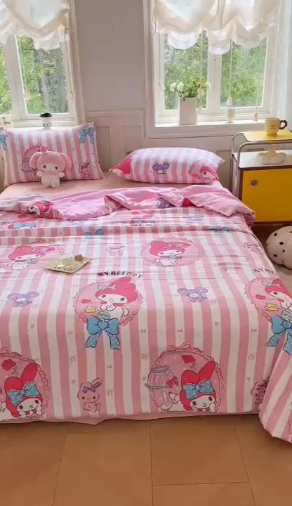 91家纺网 家纺一手货源 找家纺 梵克保罗 2024新款三丽欧卡通印花夏被系列 条纹美乐蒂