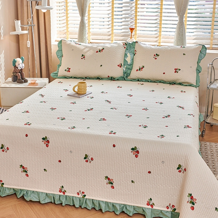 91家纺网 家纺一手货源 找家纺 金帛坊 2024新款全棉床盖夏被四件套 奶油草莓