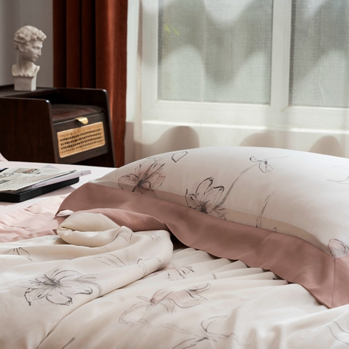 91家纺网 家纺一手货源 找家纺 黛舒家居 2024新款莱赛尔天丝大豆夏被四件套 暗香