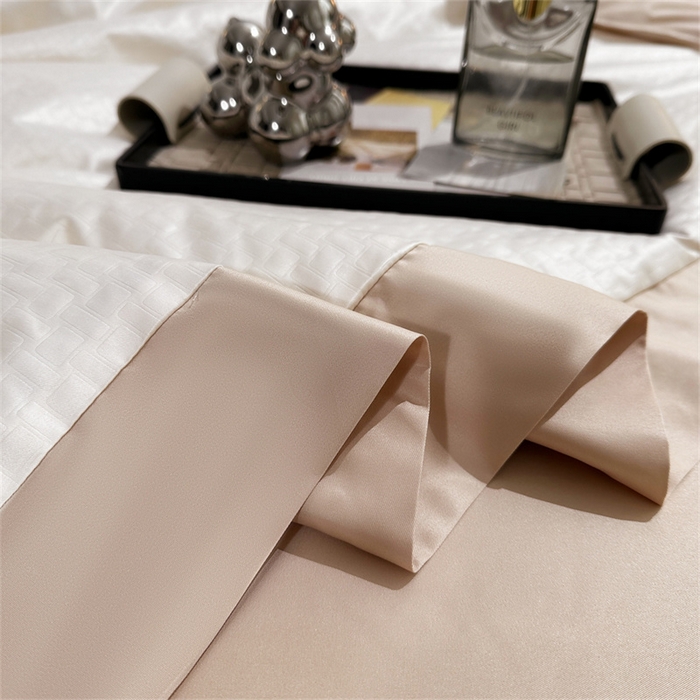 91家纺网 家纺一手货源 找家纺 古吉梦 2024新款水洗真丝提花夏被--迪梦 奶昔白+奶茶