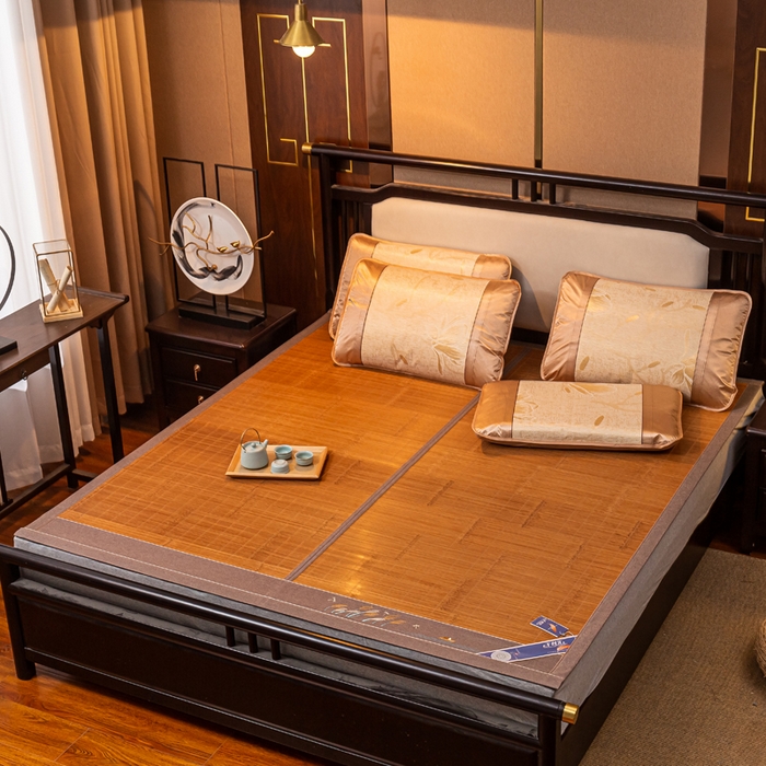 91家纺网 家纺一手货源 找家纺 新月家纺（锦威郎） 2024新款夏季竹席冰藤折叠双面席子 2.6对节双面席冰丝