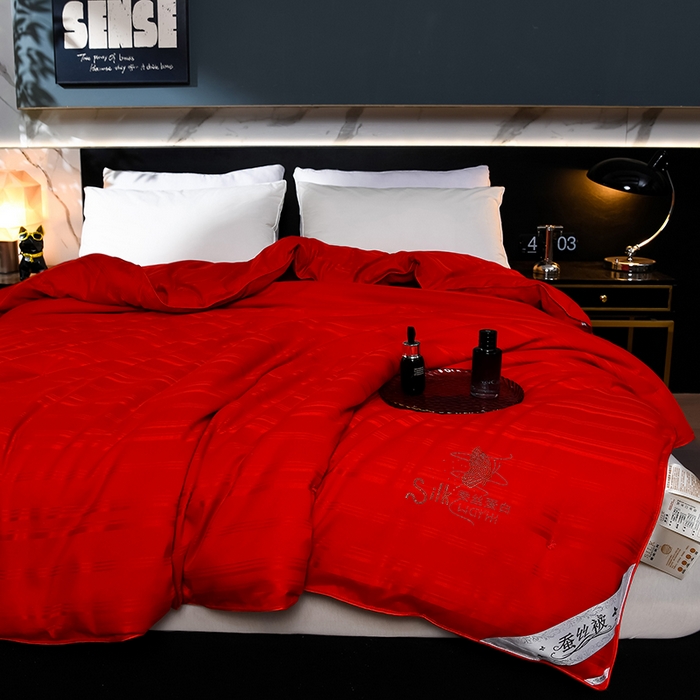 91家纺网 家纺一手货源 找家纺 美伦美 2024新款全棉提花手工订花被芯冬被春秋冬被夏被  提花-热情红