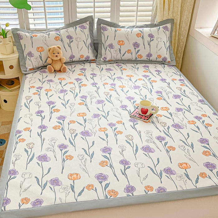 91家纺网 家纺一手货源 找家纺 星座-2025大斜纹复合冰丝凉席 恋恋花语