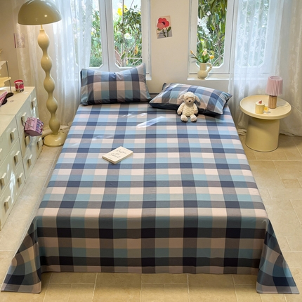 91家纺网 家纺一手货源 找家纺 （总）蓝邻 2024新款全棉无印风全棉色织水洗棉单品床单