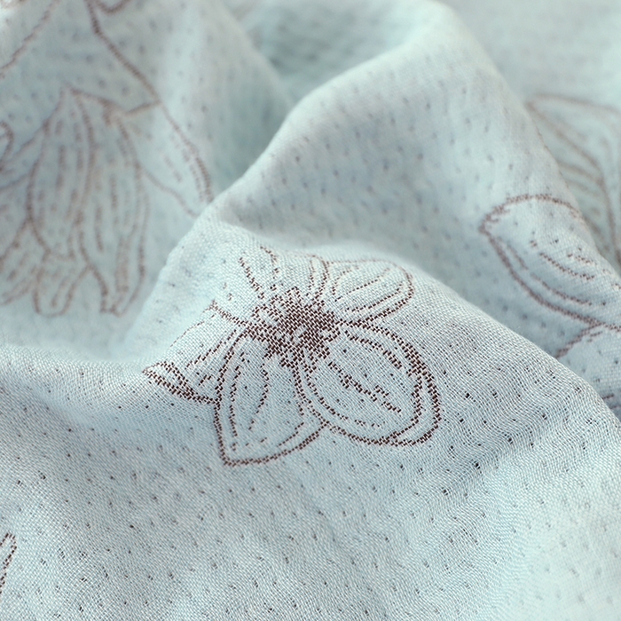91家纺网 家纺一手货源 找家纺 朴尔毛巾被2024年新款韩式花边四层纱枕巾纯棉竹纤维加大成人纱布巾 怒放-蓝52*78cm