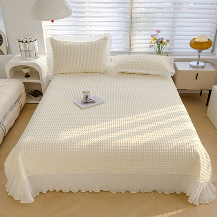 91家纺网 家纺一手货源 找家纺 （总）冬然家纺 2024新款素色花边系列冰豆豆凉席 