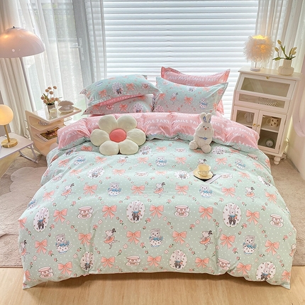 91家纺网 家纺一手货源 找家纺 （总）美宜家 2025新款140克小清新磨毛印花学生四件套